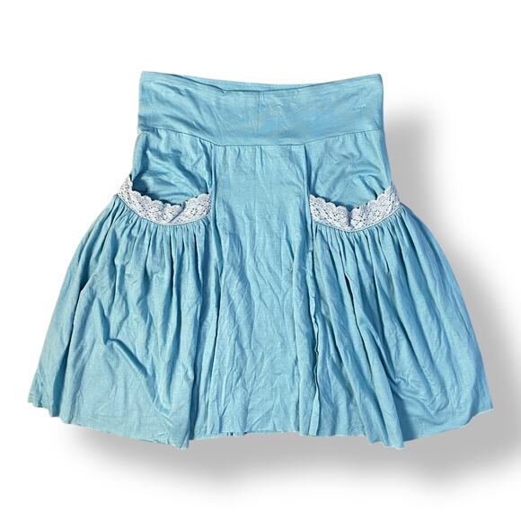 Free People Cottagecore Pocket Mini Skirt Womens Size XS Blue Boho - Picture 1 of 7